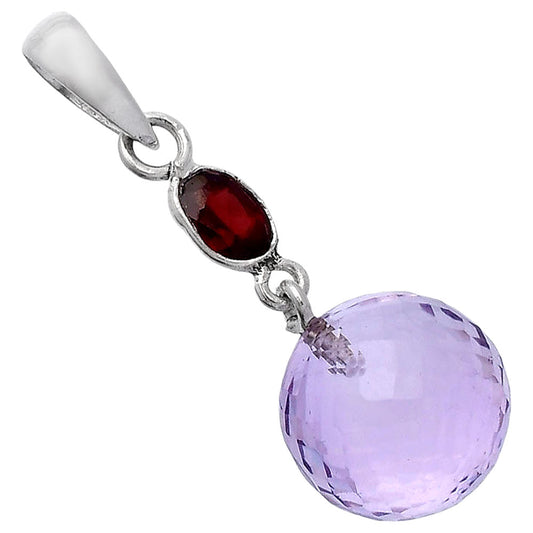 Amethyst Checker Ball & Garnet Pendant P-1729 SDP146538