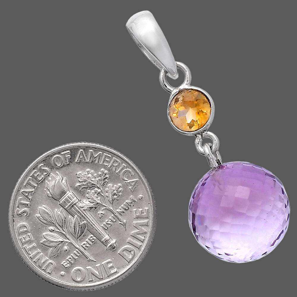 Amethyst Checker Ball & Citrine Pendant P-1729 SDP146541