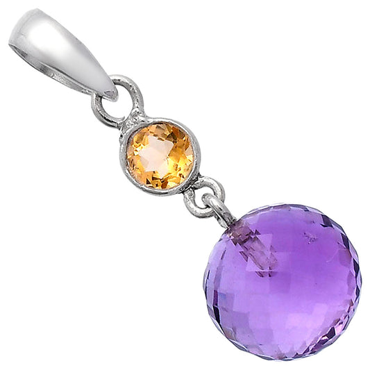 Amethyst Checker Ball & Citrine Pendant P-1729 SDP146542