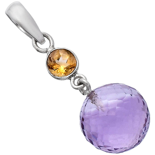 Amethyst Checker Ball & Citrine Pendant P-1729 SDP146543