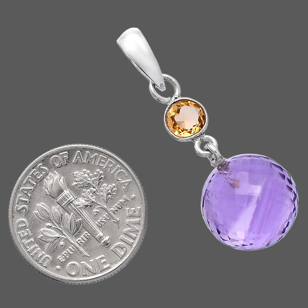 Amethyst Checker Ball & Citrine Pendant P-1729 SDP146546