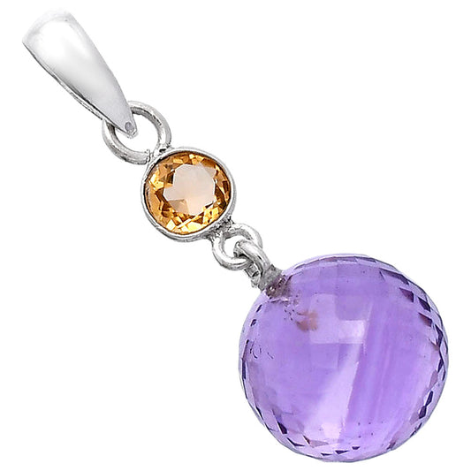 Amethyst Checker Ball & Citrine Pendant P-1729 SDP146546