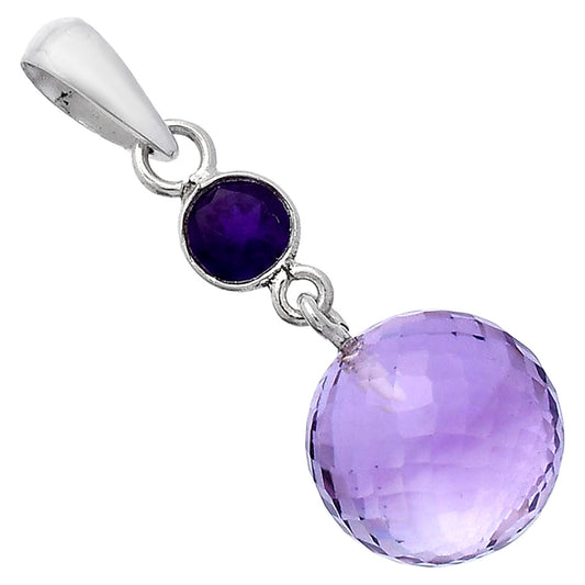 Amethyst Checker Ball - Brazil Pendant P-1729 SDP146552