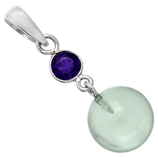 Prasiolite (Green Amethyst) Ball & Amethyst Pendant P-1729 SDP146565