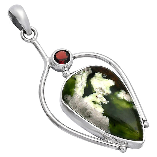 Natural Chrome Chalcedony & Garnet Pendant P-1250 SDP146641