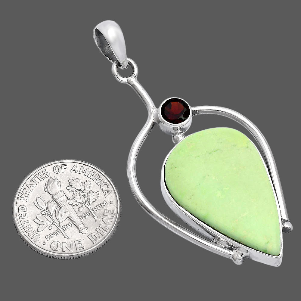 Natural Lemon Chrysoprase & Garnet Pendant P-1250 SDP146644