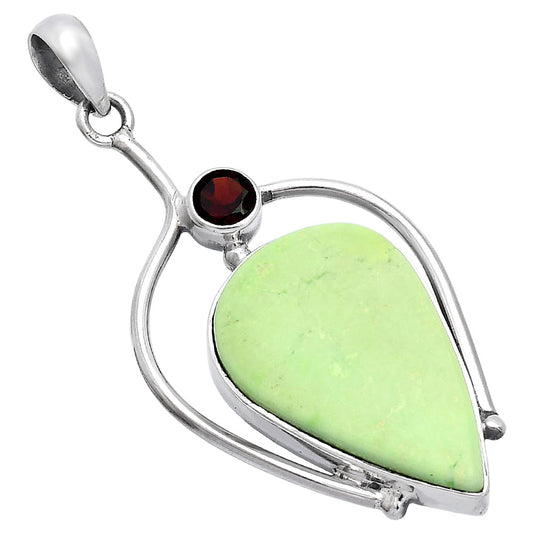 Natural Lemon Chrysoprase & Garnet Pendant P-1250 SDP146644