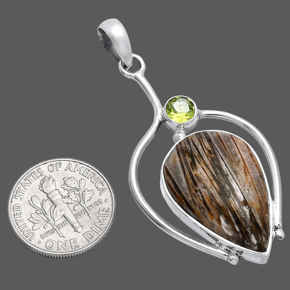Natural Stick Agate & Peridot Pendant P-1250 SDP146648