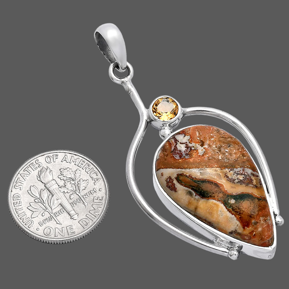 Rosetta Picture Jasper & Citrine Pendant P-1250 SDP146654