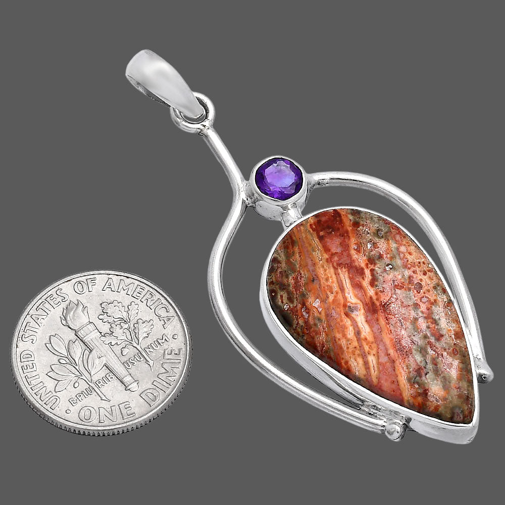 Leopard Skin Jasper & Amethyst Pendant P-1250 SDP146659