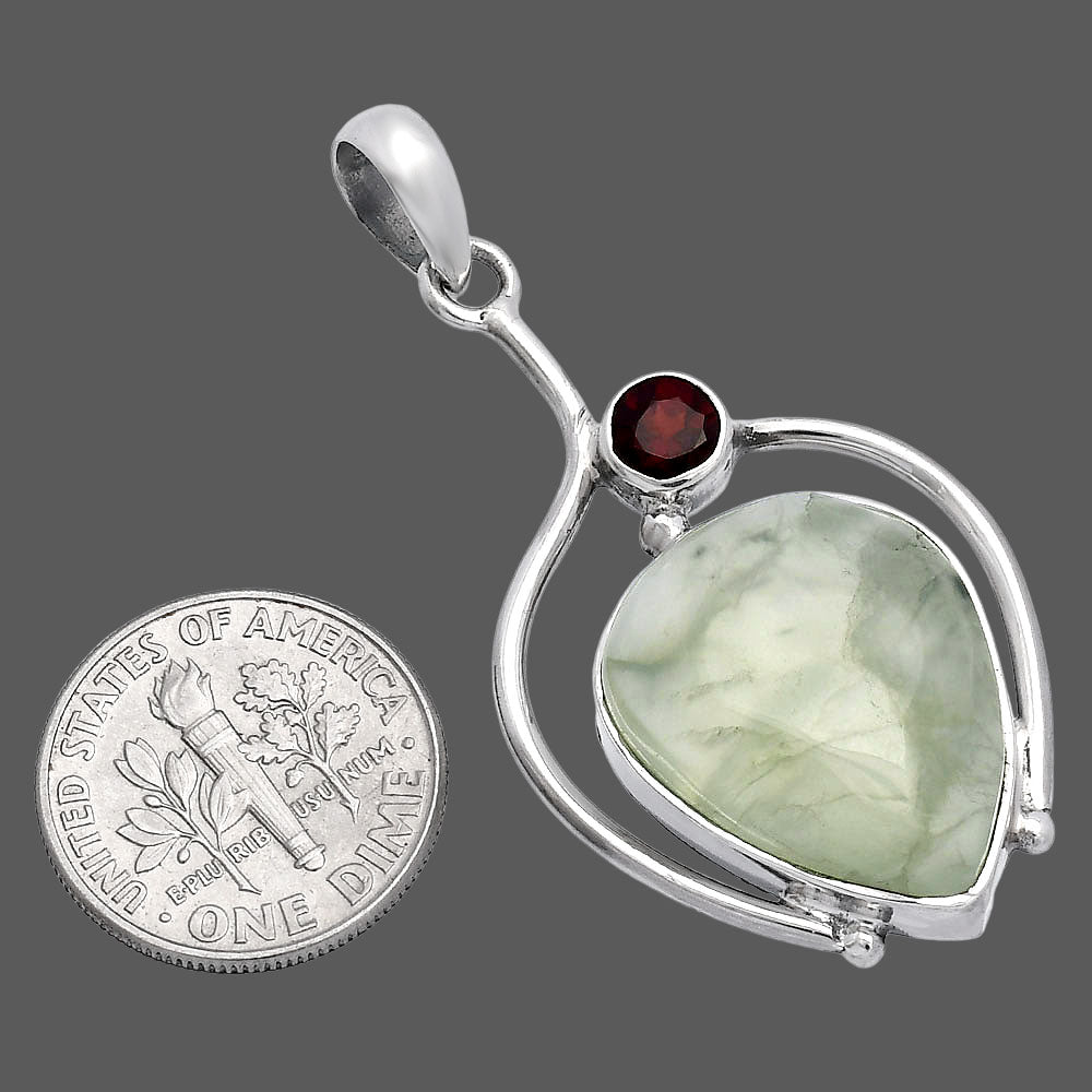 Natural Prehnite & Garnet Pendant P-1250 SDP146682