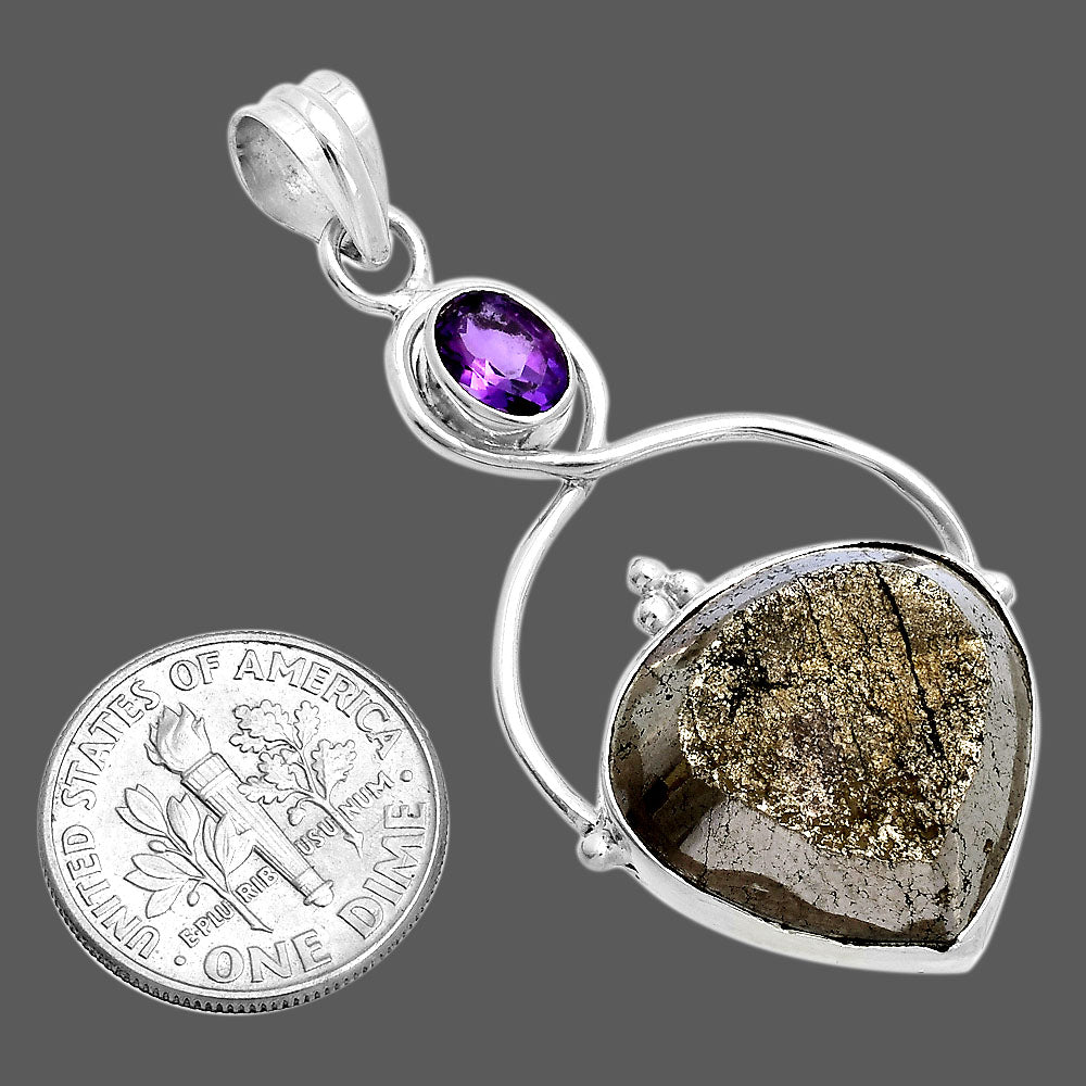 Peruvian Golden Pyrite & Amethyst Pendant P-1125 SDP146694