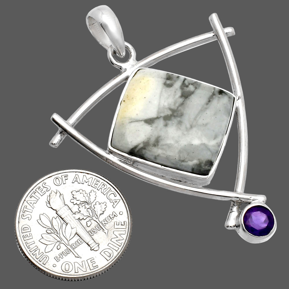 Natural Maligano Jasper & Amethyst Pendant P-1499 SDP146750