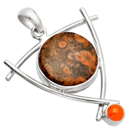 Natural Poppy Jasper & Carnelian Pendant P-1499 SDP146755