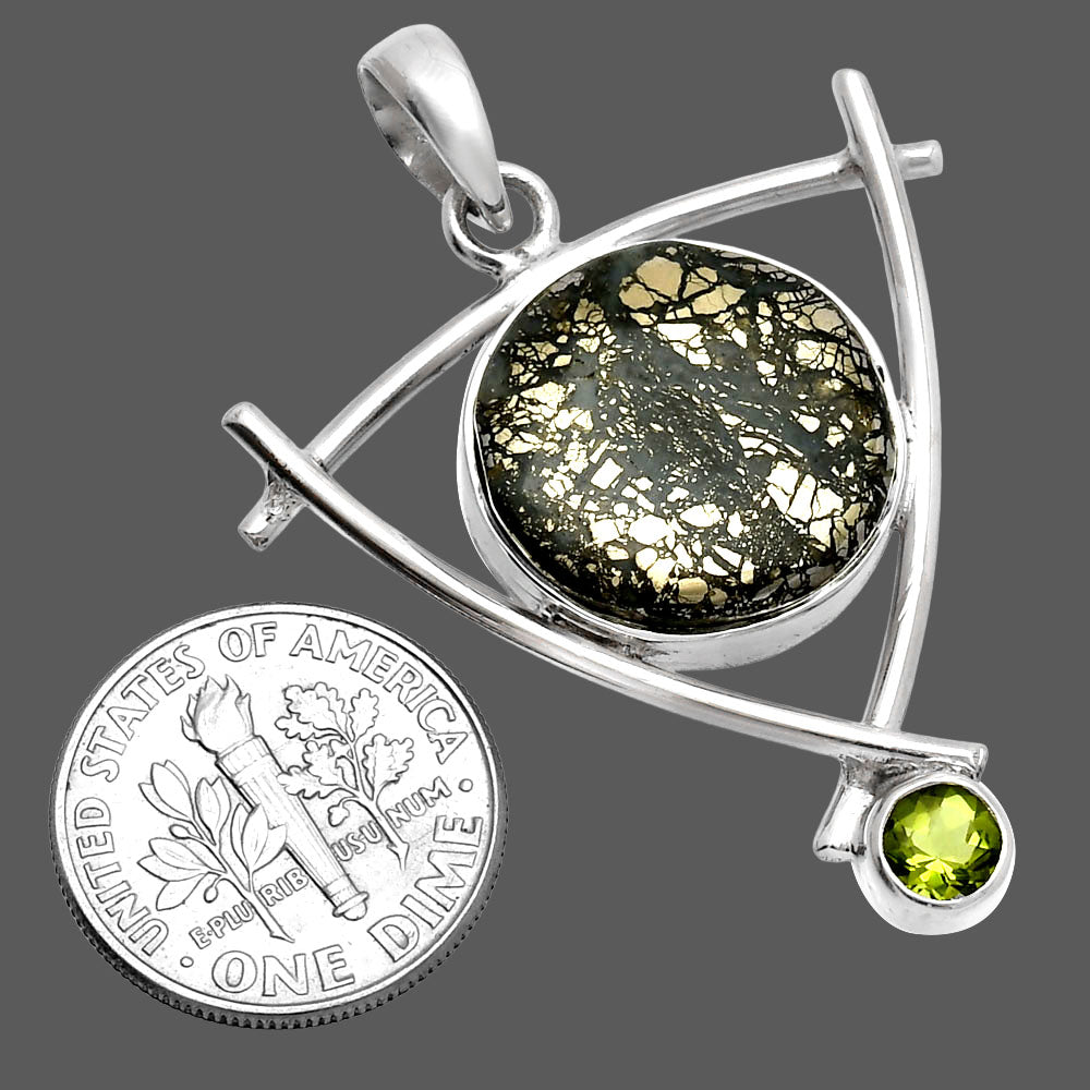 Nipomo Marcasite Agate & Peridot Pendant P-1499 SDP146756