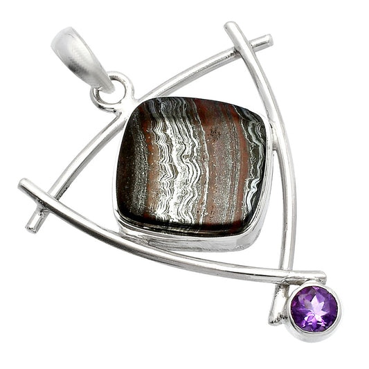 Natural Iron Tiger Eye & Amethyst Pendant P-1499 SDP146777