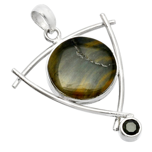 Natural Blue Tiger Eye & Black Onyx Pendant P-1499 SDP146780