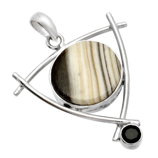 Natural Prairie Agate & Black Onyx Pendant P-1499 SDP146787