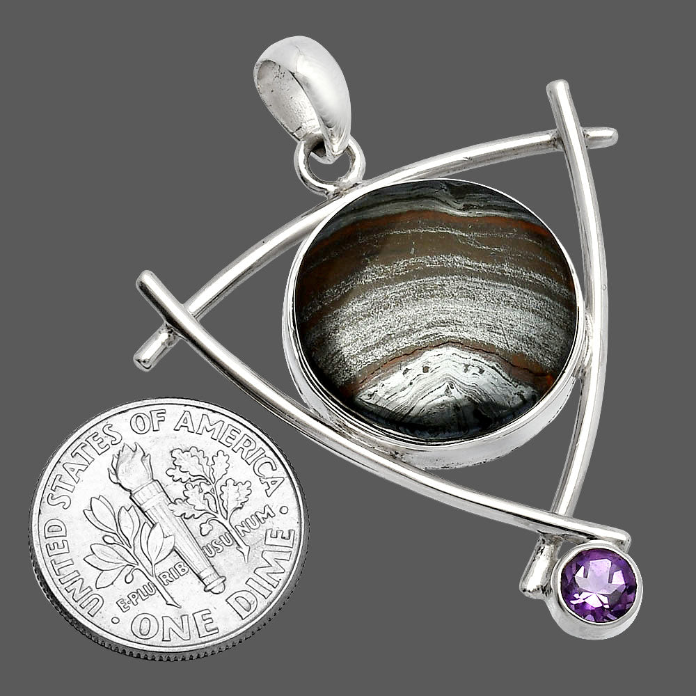 Natural Iron Tiger Eye & Amethyst Pendant P-1499 SDP146788