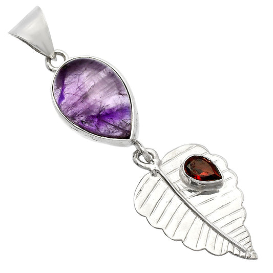 Super 23 Amethyst Mineral From Auralite & Garnet Pendant P-1539 SDP146817