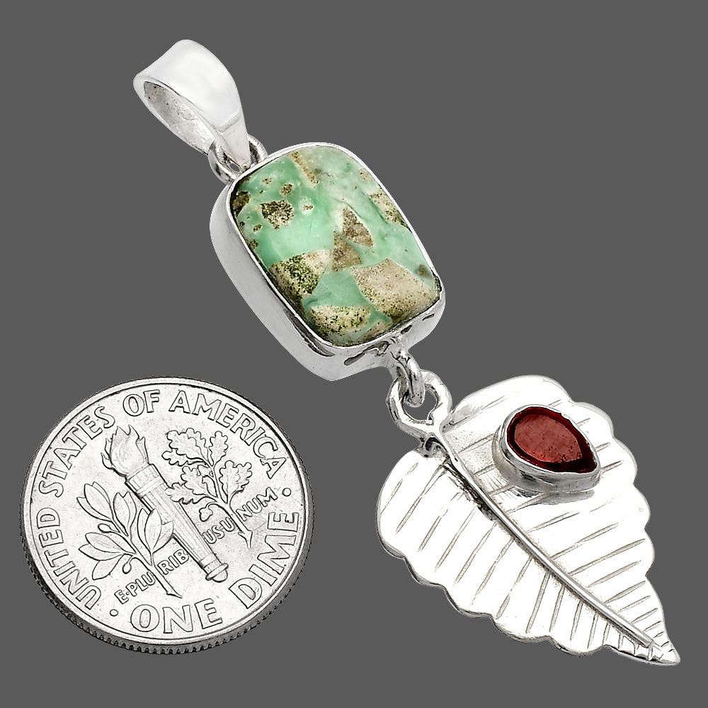 Natural Utah Variscite & Garnet Pendant P-1539 SDP146824