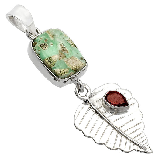 Natural Utah Variscite & Garnet Pendant P-1539 SDP146824