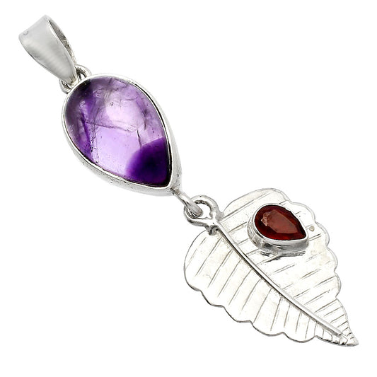 Super 23 Amethyst Mineral From Auralite & Garnet Pendant P-1539 SDP146836