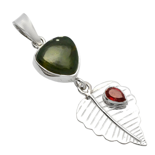 Nephrite Jade - Canada & Garnet Pendant P-1539 SDP146837