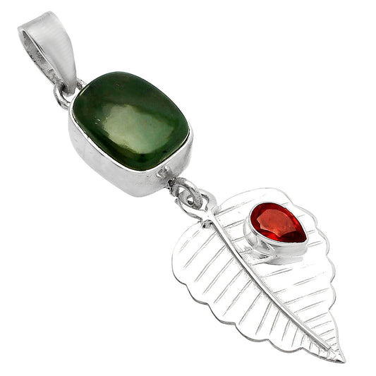 Nephrite Jade - Canada & Garnet Pendant P-1539 SDP146842