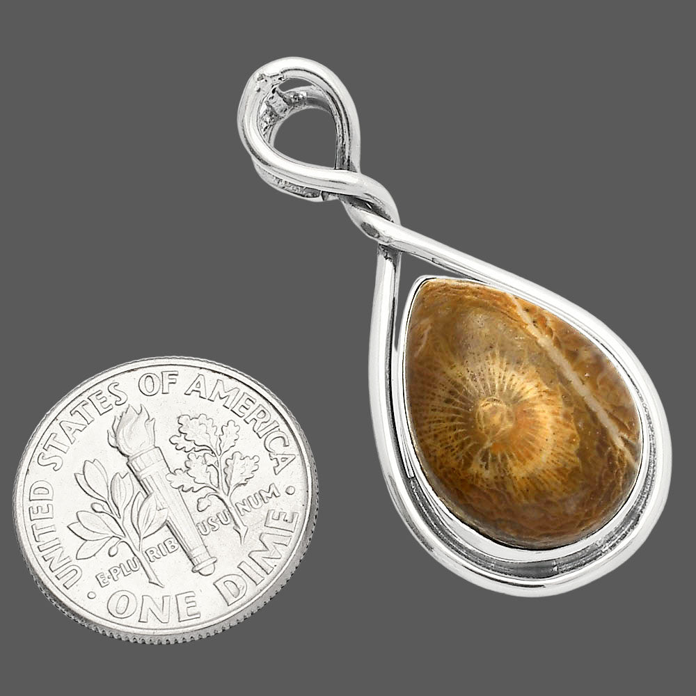 Natural Flower Fossil Coral Pendant P-1017 SDP146915