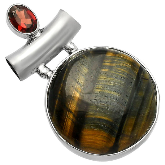 Natural Blue Tiger Eye & Garnet Pendant P-1279 SDP147152