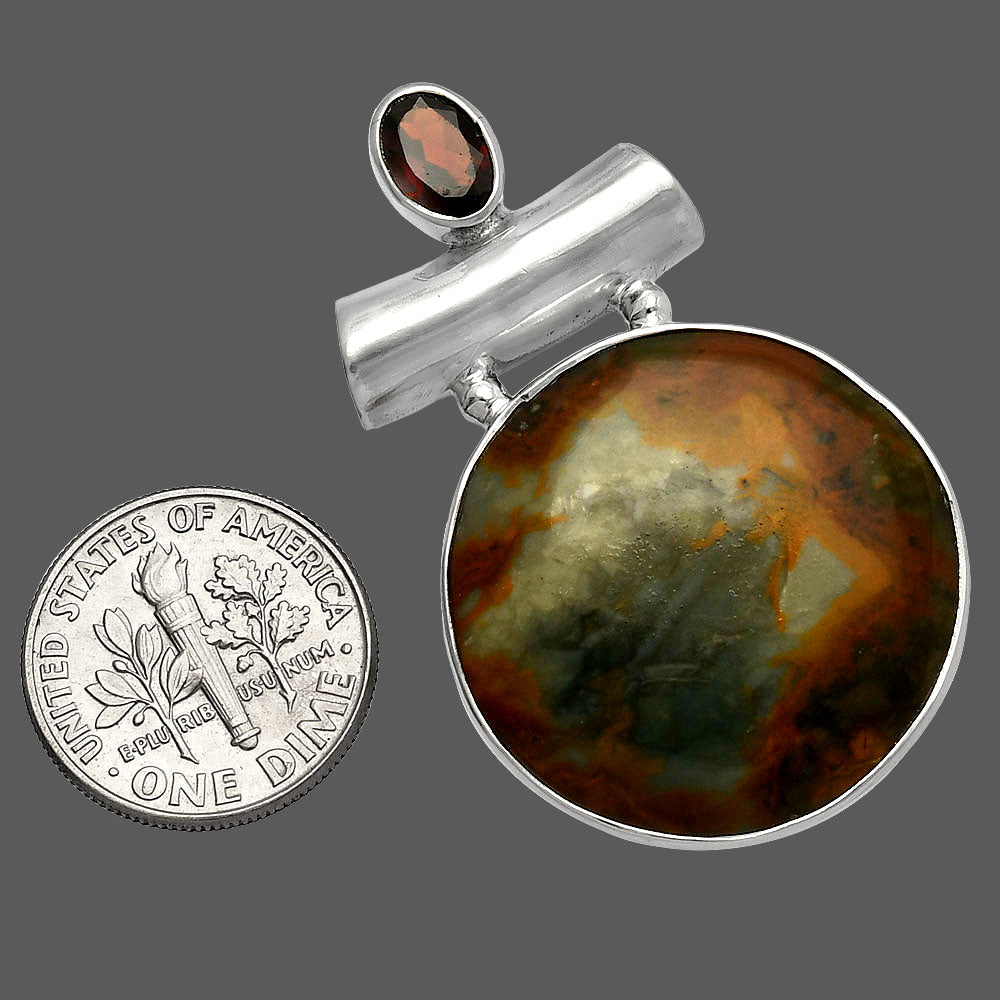 Rocky Butte Picture Jasper & Garnet Pendant P-1279 SDP147175
