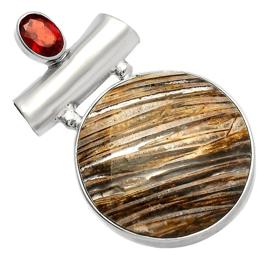 Natural Stick Agate & Garnet Pendant P-1279 SDP147184