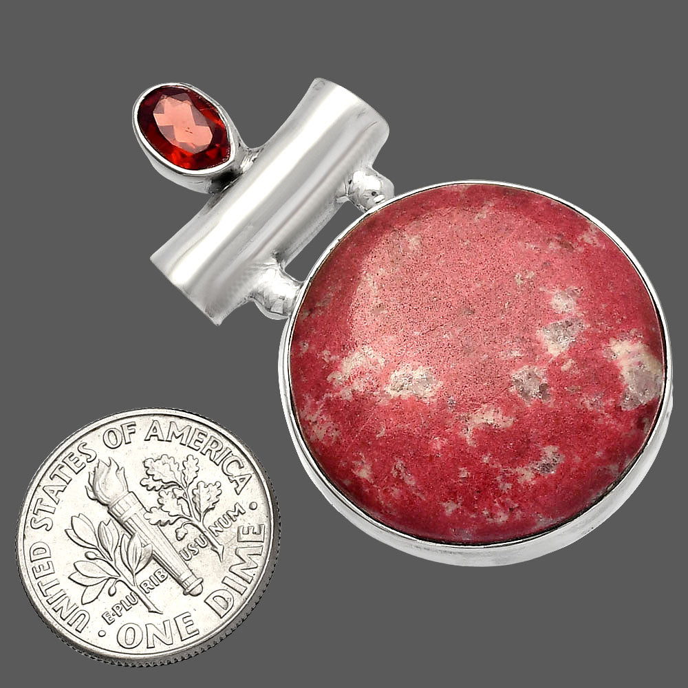 Pink Thulite - Norway & Garnet Pendant P-1279 SDP147203