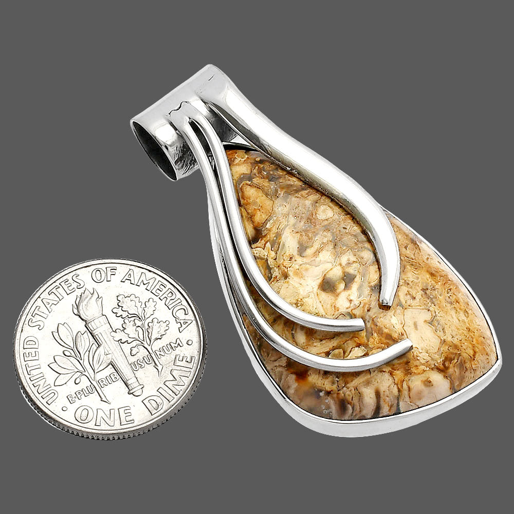 Natural Palm Root Fossil Agate Pendant P-1252 SDP147266