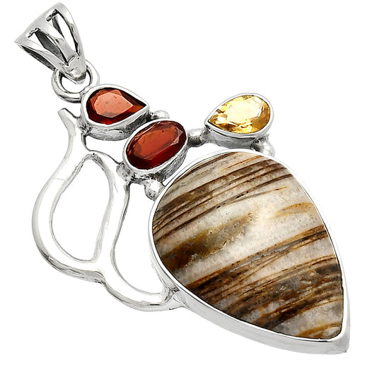 Stick Agate, Garnet & Citrine Pendant P-1290 SDP147283