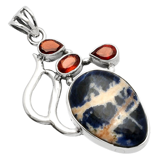 Natural Sodalite & Garnet Pendant P-1290 SDP147289