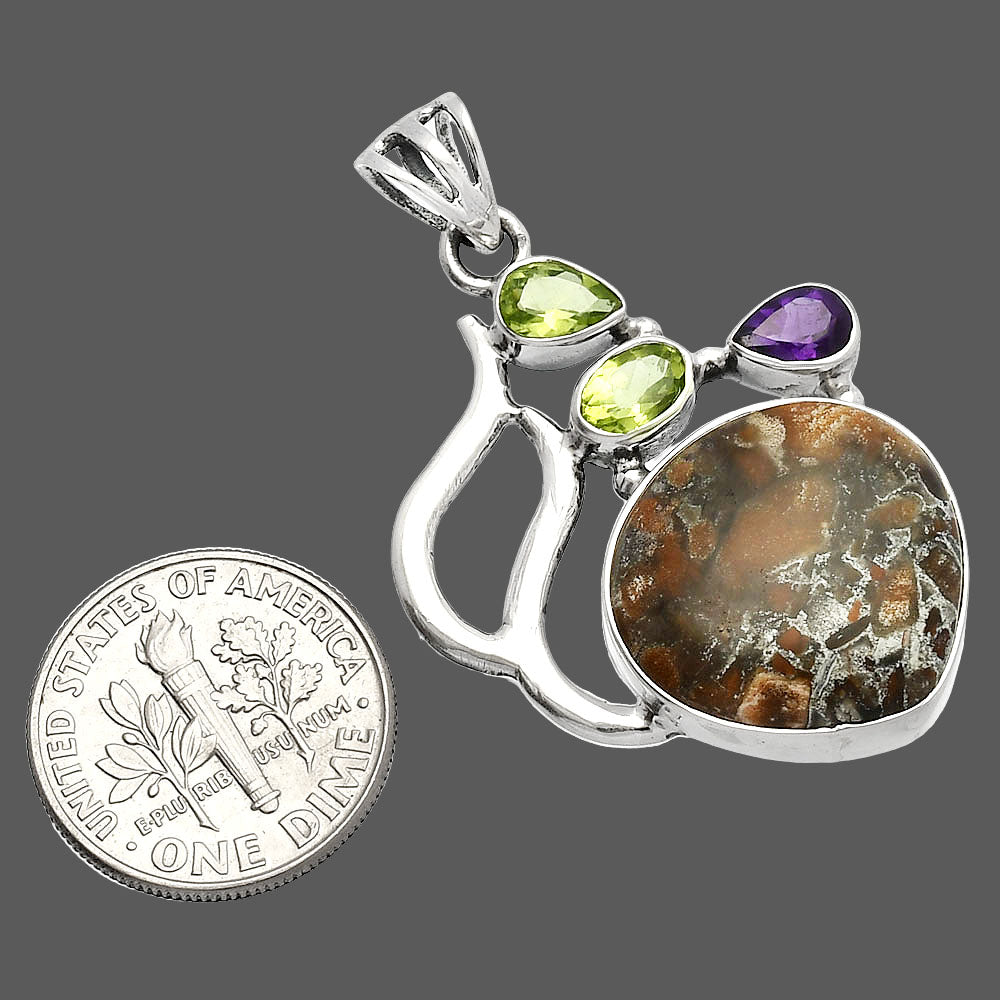 Tabu Jasper, Peridot & Amethyst Pendant P-1290 SDP147292