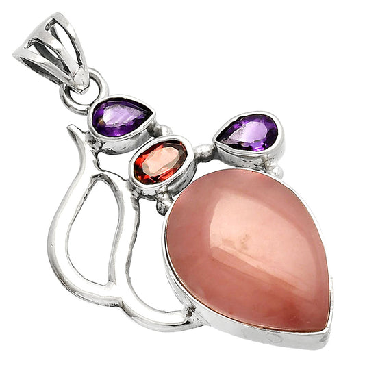 Guava Quartz, Garnet & Amethyst Pendant P-1290 SDP147312
