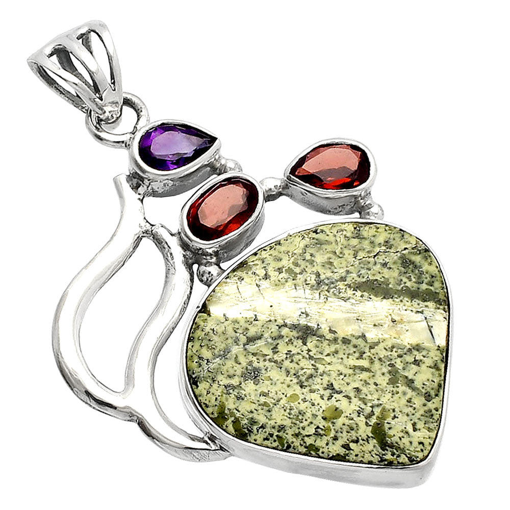 Natural Chrysotile, Amethyst & Garnet Pendant P-1290 SDP147313