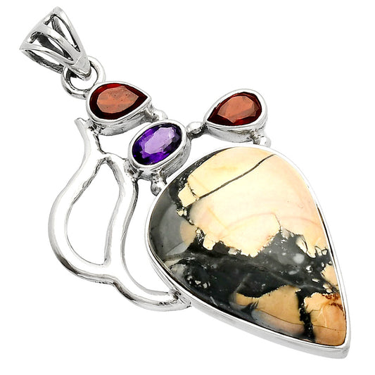 Maligano Jasper, Amethyst & Garnet Pendant P-1290 SDP147315