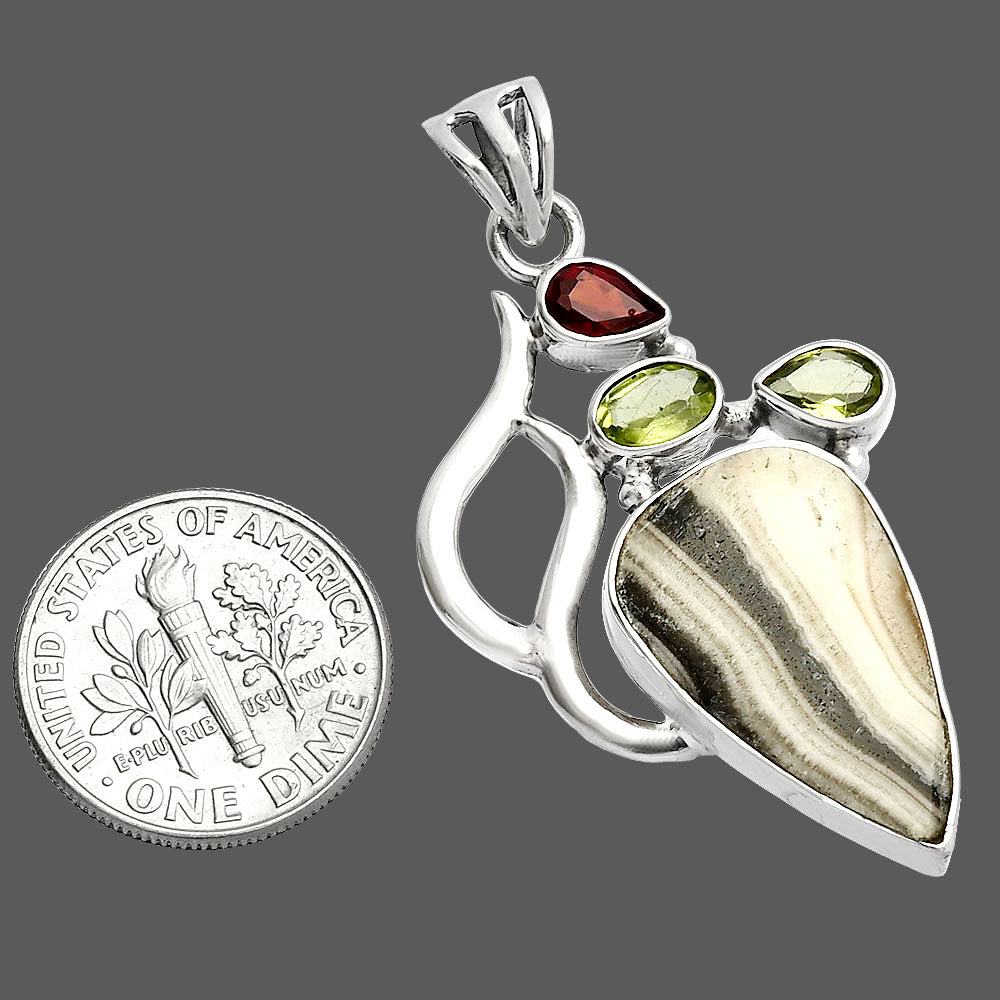 Prairie Agate, Peridot & Garnet Pendant P-1290 SDP147318