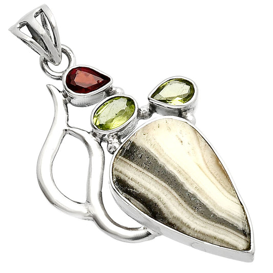 Prairie Agate, Peridot & Garnet Pendant P-1290 SDP147318
