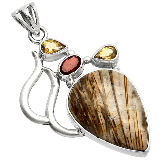 Stick Agate, Garnet & Citrine Pendant P-1290 SDP147322