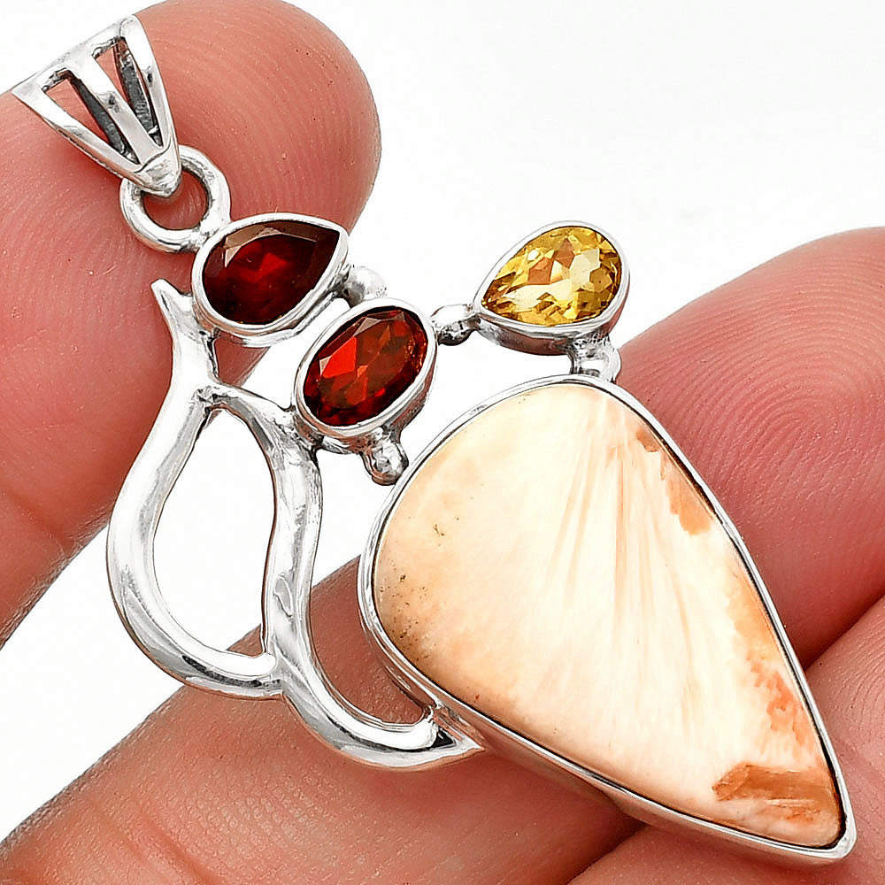 Orange Scolecite, Garnet & Citrine Pendant P-1290 SDP147326
