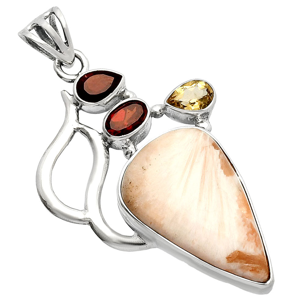 Orange Scolecite, Garnet & Citrine Pendant P-1290 SDP147326
