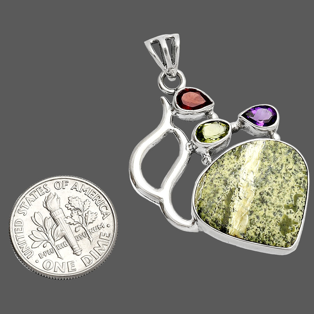 Natural Chrysotile, Peridot, Amethyst & Garnet Pendant P-1290 SDP147329
