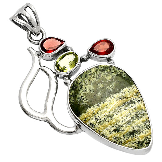 Natural Chrysotile, Peridot & Garnet Pendant P-1290 SDP147330