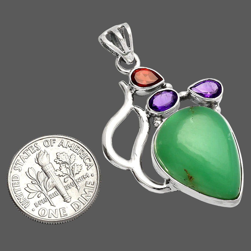 Chrysoprase, Amethyst & Garnet Pendant P-1290 SDP147335