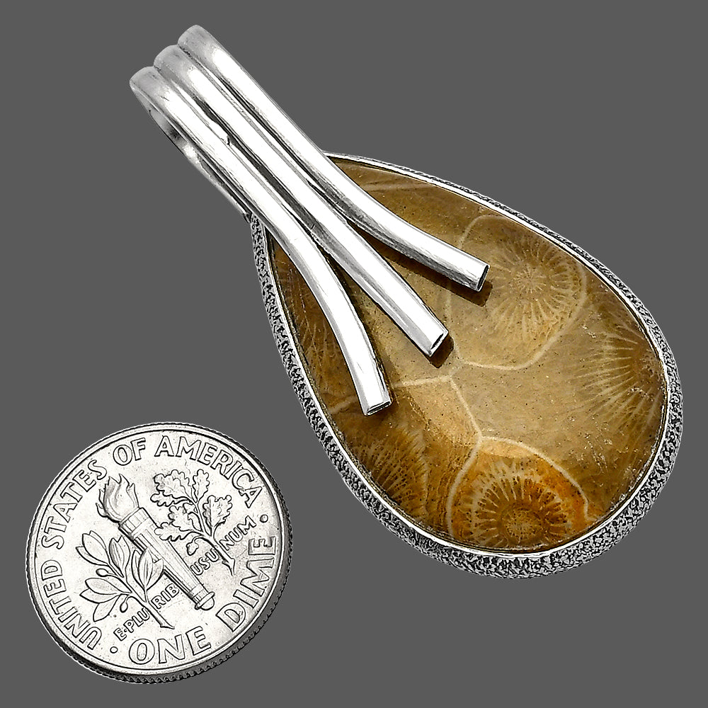 Natural Flower Fossil Coral Pendant P-1167 SDP147465